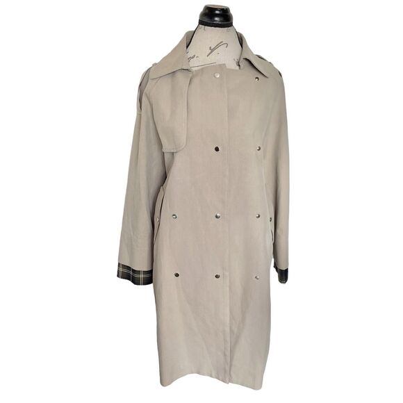 One Nine Eight Six 1986 Womens Trench Coat Sz XL Jacket Minimalist Academia Long - Picture 1 of 15